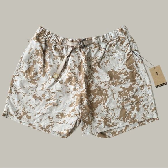 Nike ACG Printed Trail Shorts Size Large Men Light Iron Ore White FB8091-012 New - Picture 1 of 16